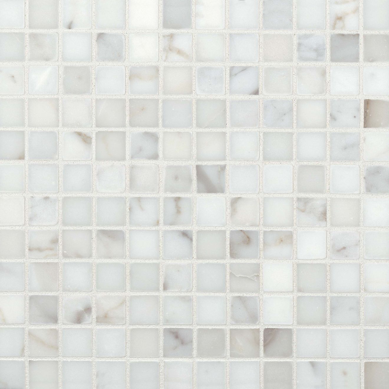 Calacatta 1" x 1" Square Honed Marble Mosaic Tile in White