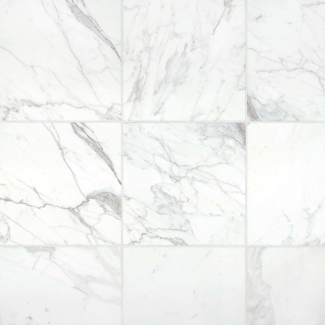 Calacatta 18" x 18" Polished Marble Tile in White