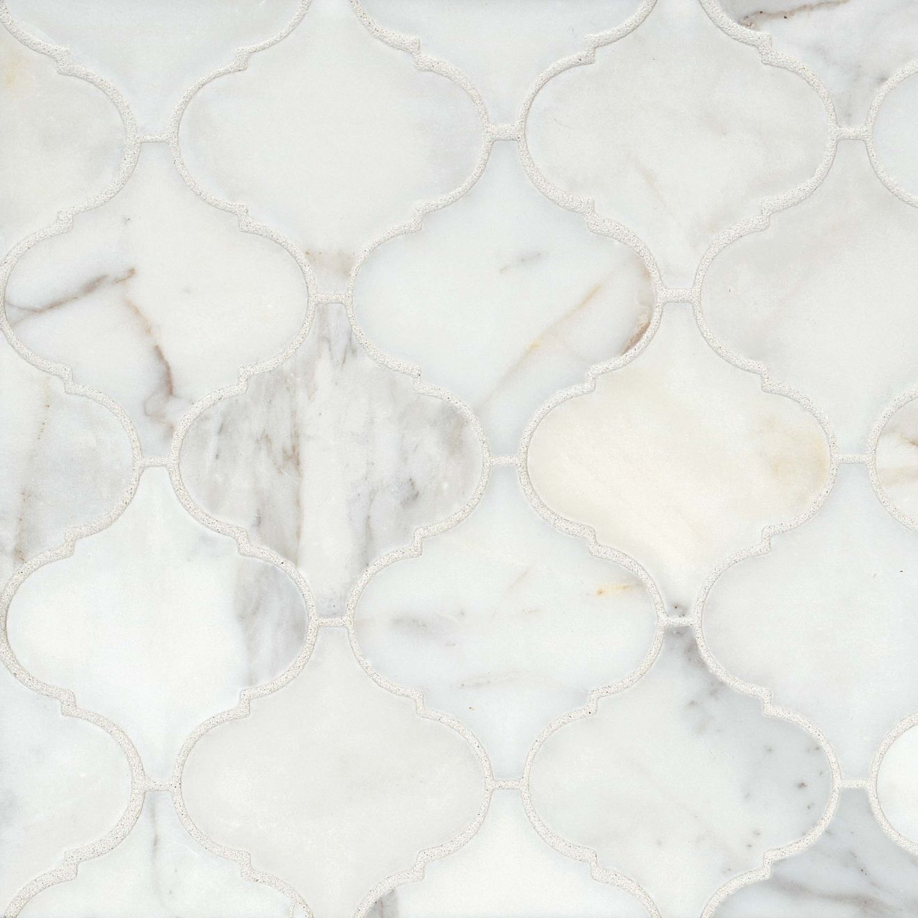 Calacatta Arabesque Marble Honed Mosaic Tile in White