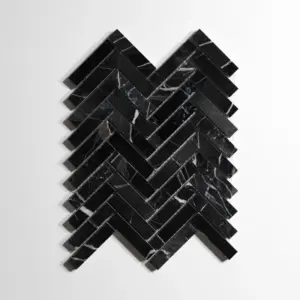 Nero St. Gabriel Herringbone Mosaic