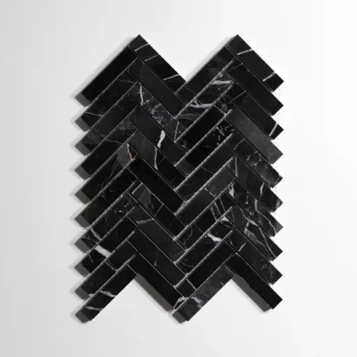 Nero St. Gabriel Herringbone Mosaic
