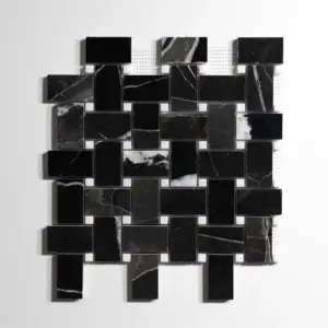 Nero St. Gabriel / Crystal White Basket Weave Mosaic
