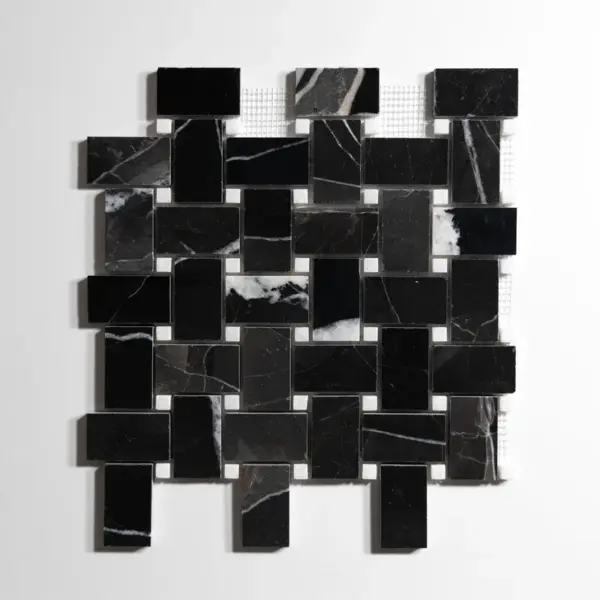 Nero St. Gabriel / Crystal White Basket Weave Mosaic
