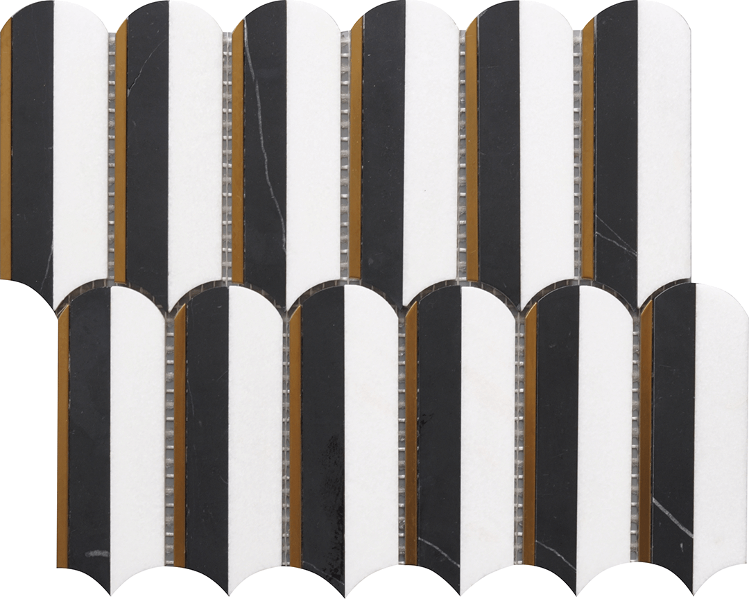 Oval Nero Marquina & Tassos 10X11 Mosaic