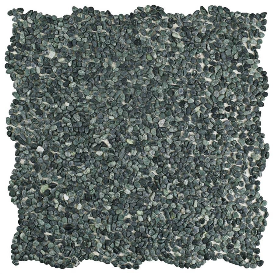 Pebblini Mini 603 Seaweed Grn 12-1/4"x12-1/4" Pble Stone Mos