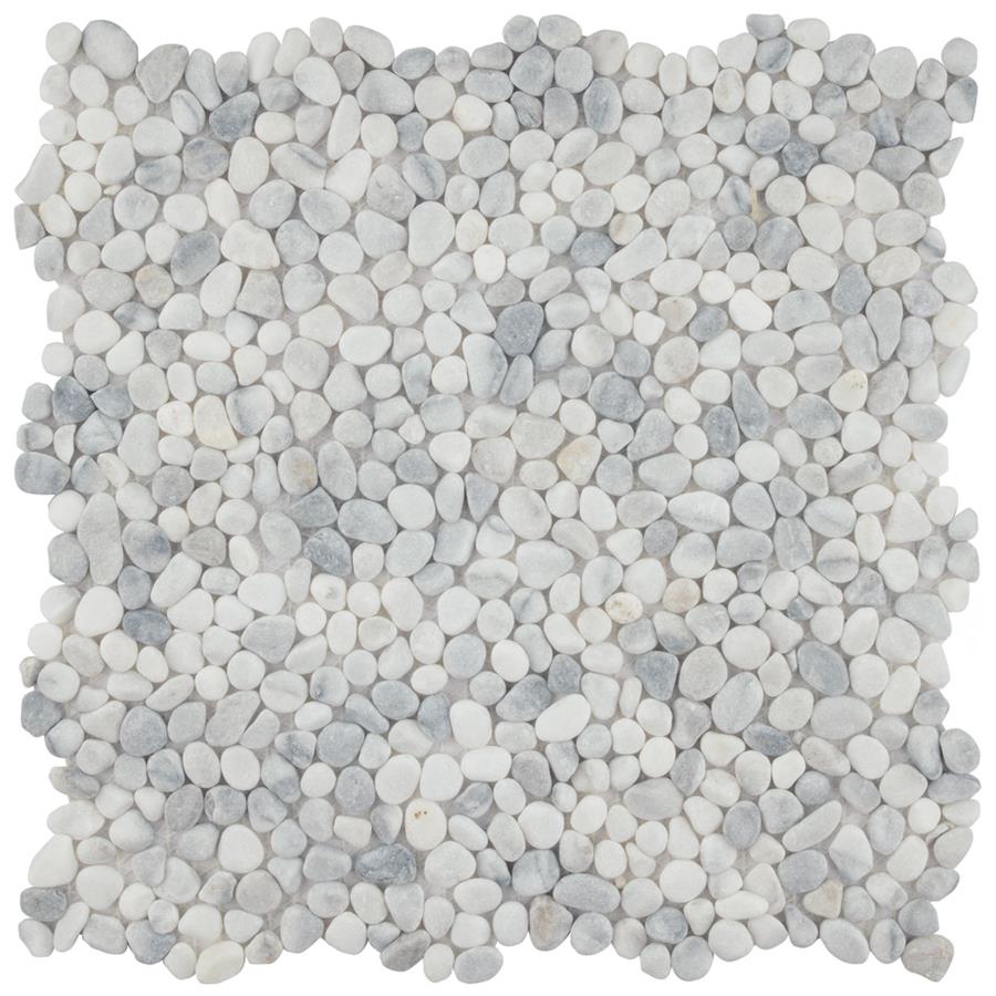 Pebblini 604 White Smoke 12-1/4"x12-1/4" Pebble Stone Mos