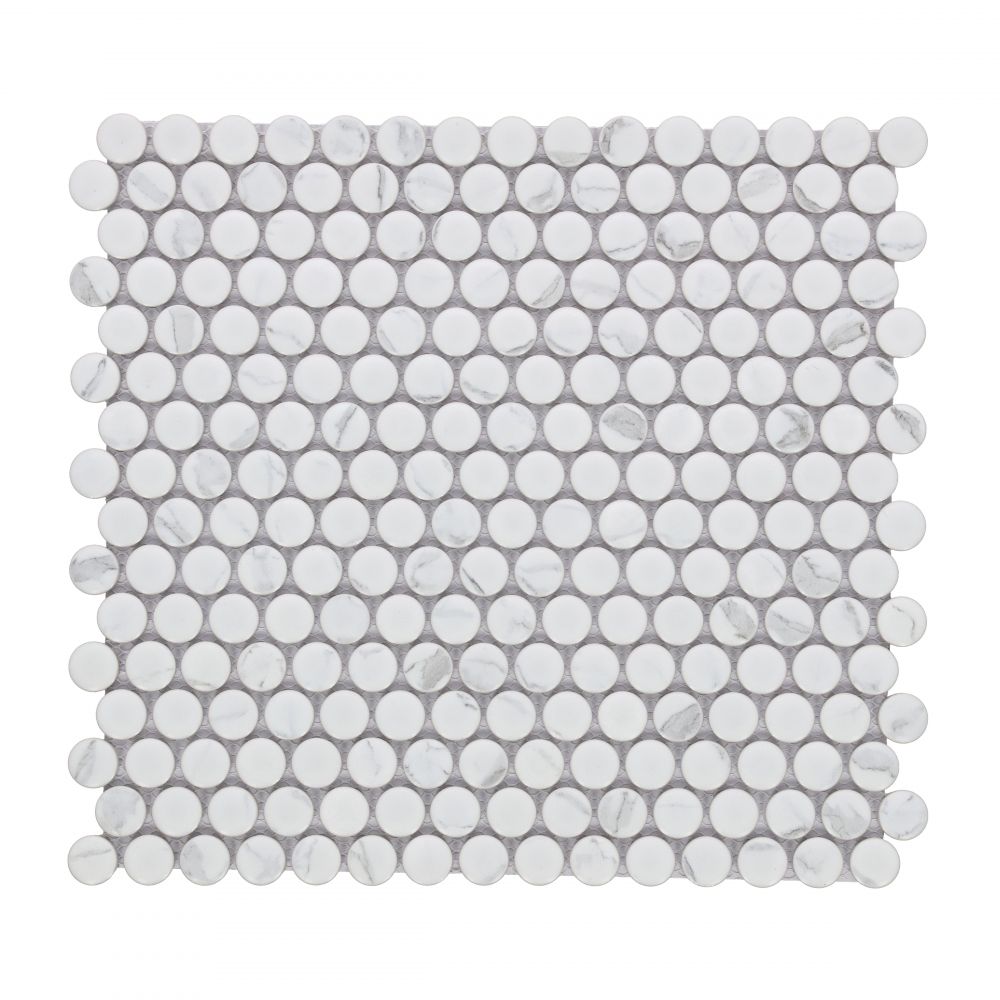 Penny Round Statuario Matte 11.5 X 12.25