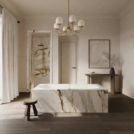 Prati 3" x 24" Polished Porcelain Bullnose in Calacatta Borghini Warm