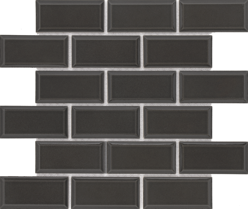 Bg Black 2X4 Bev.Brick Mosaic