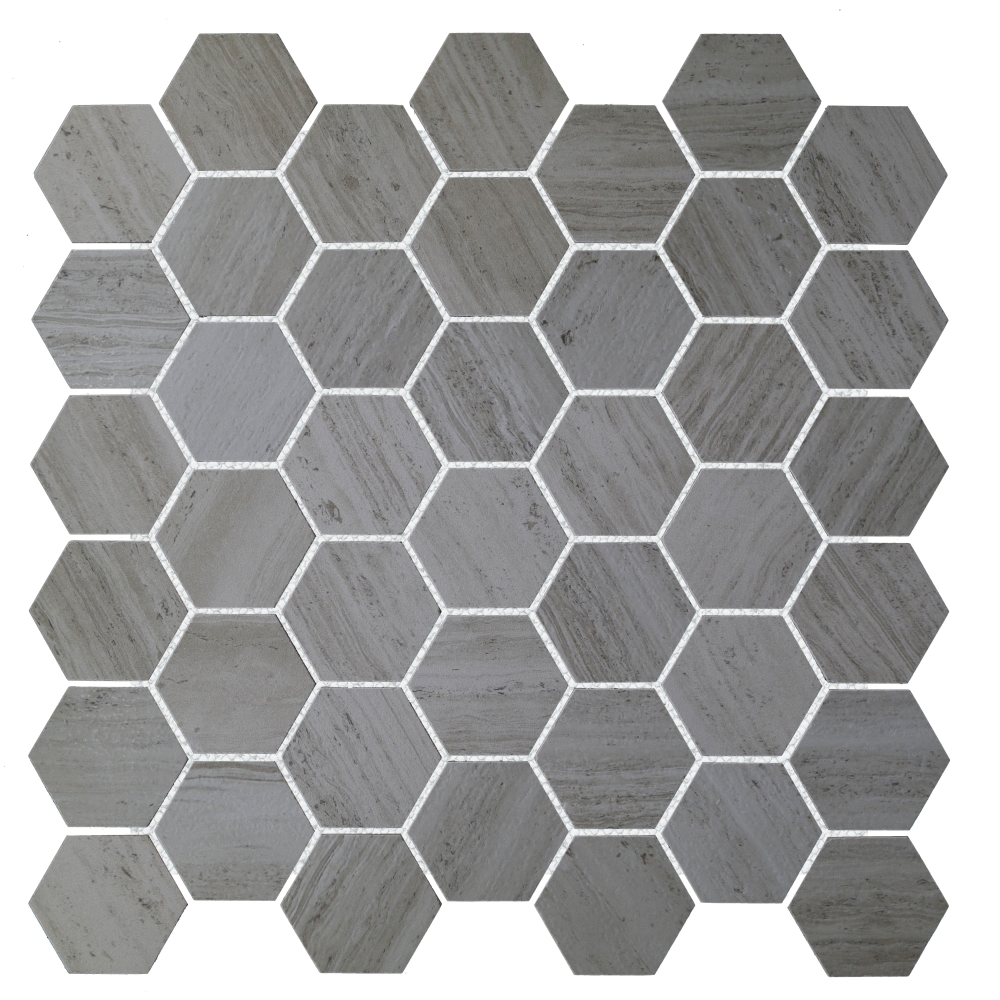 River Grey 2 X 2 Hexagon Mosaic 12 X 12
