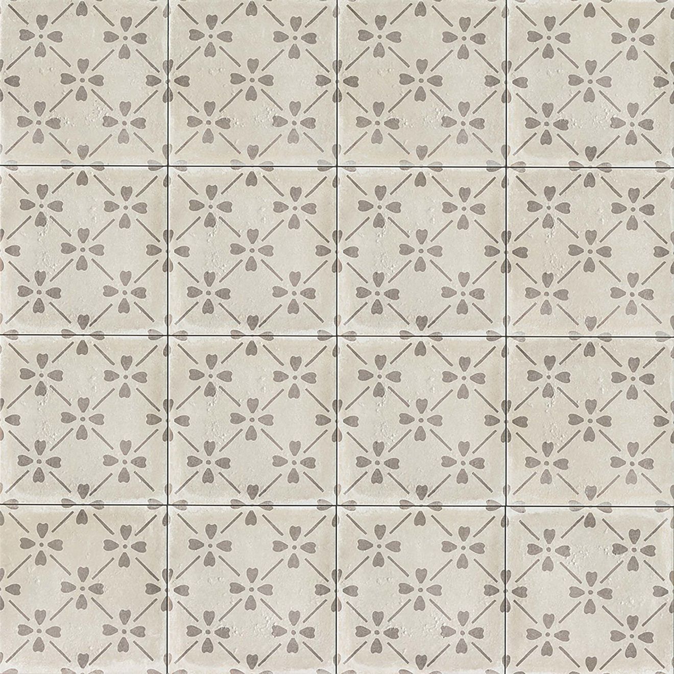 Palazzo 12" x 12" Decorative Tile in Vintage Grey Bloom