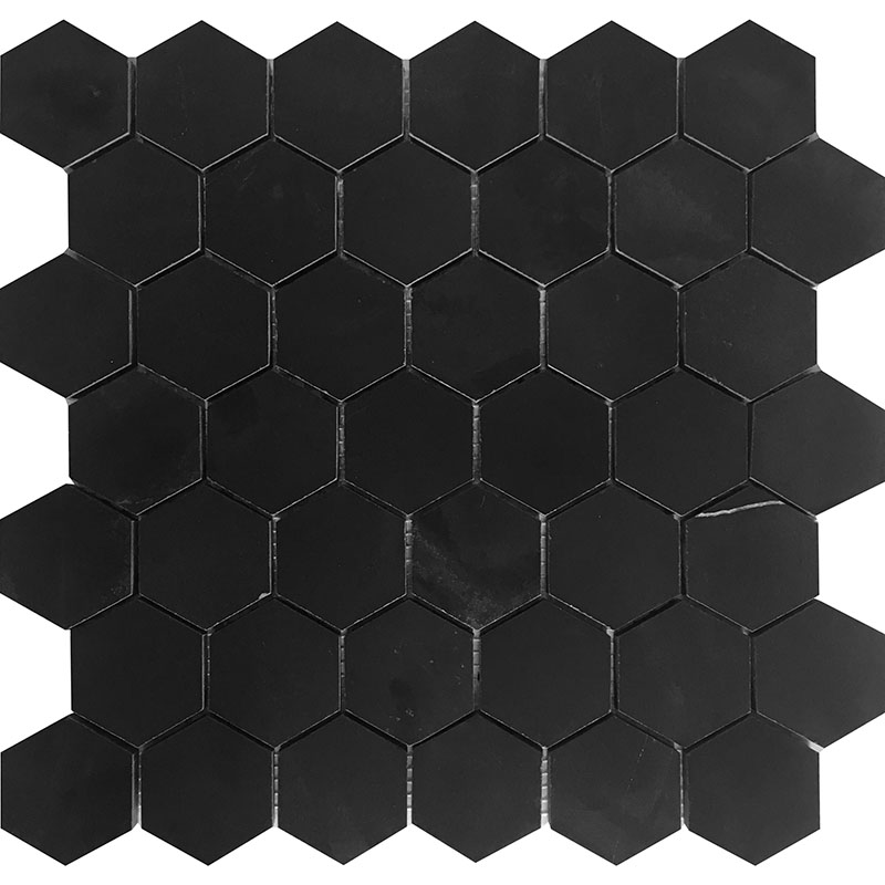 2" Nero Hex Honed 11.8 X 11.8