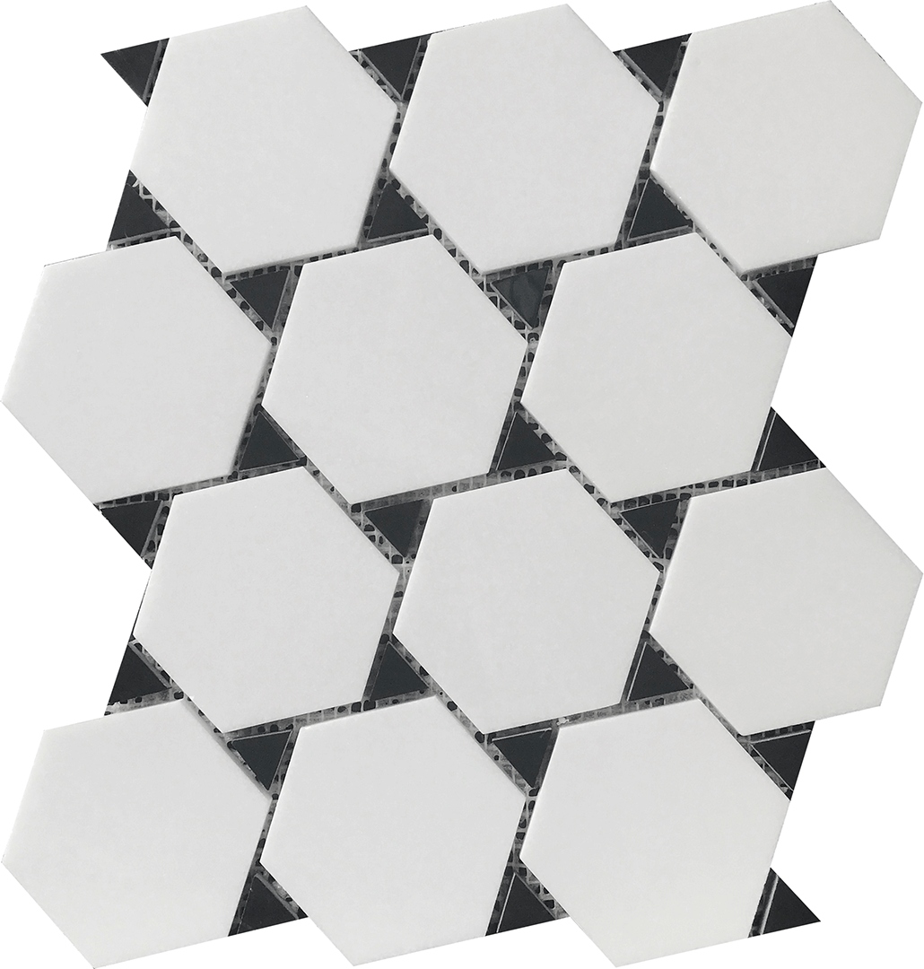 Thassos & Nero Marquina Dot 11X12 Mosaic