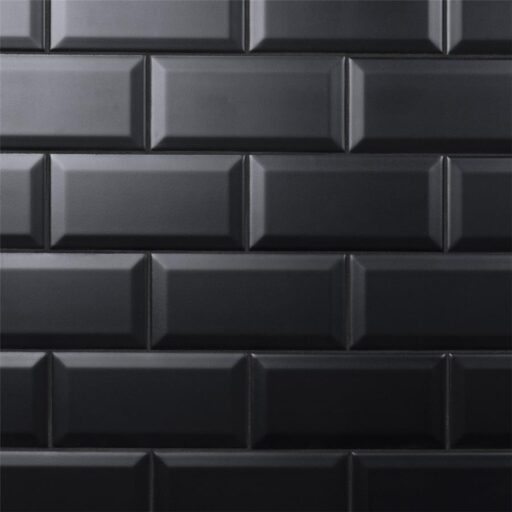 Crown Heights Beveled Matte Black 3"x6" Ceramic W Tile