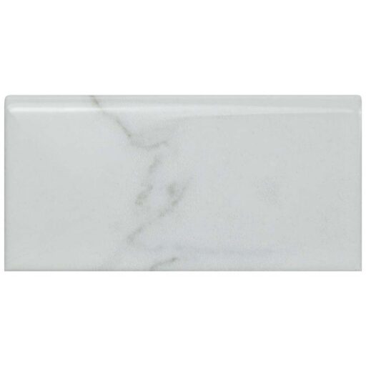 Classico Carrara Glossy Bullnose 3"x6" Ceramic W Trim