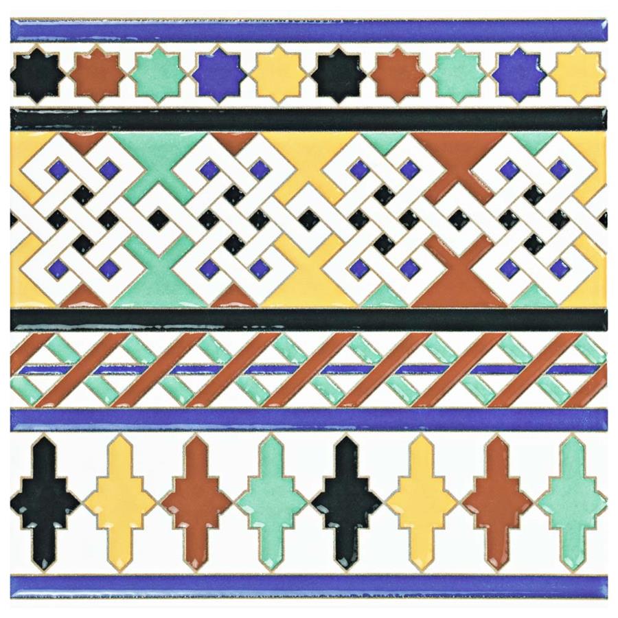 Sevillano Giralda Cenefa 7-7/8"x7-7/8" Ceramic W Border Tile