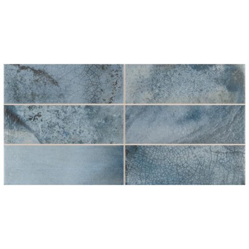 Kings Raku Blue 7-7/8" x 15-3/4" Ceramic Wall Tile