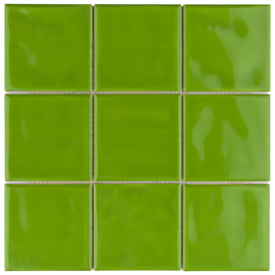 Twist Square Green Kiwi 11-3/4" x 11-3/4" Ceramic Mosaic