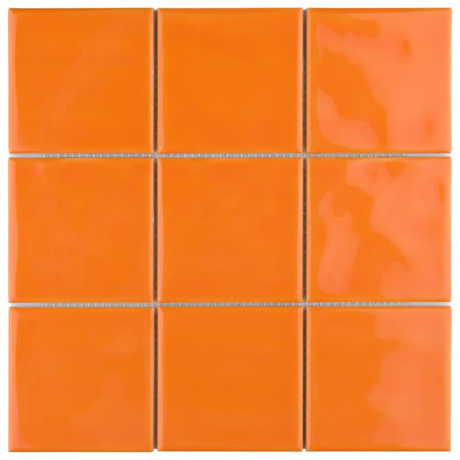 Twist Square Orange Sunset 11-3/4" x 11-3/4" Ceramic Mosaic