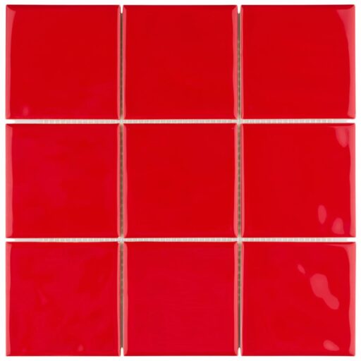 Twist Square Red Cherry 11-3/4" x 11-3/4" Ceramic Mosaic