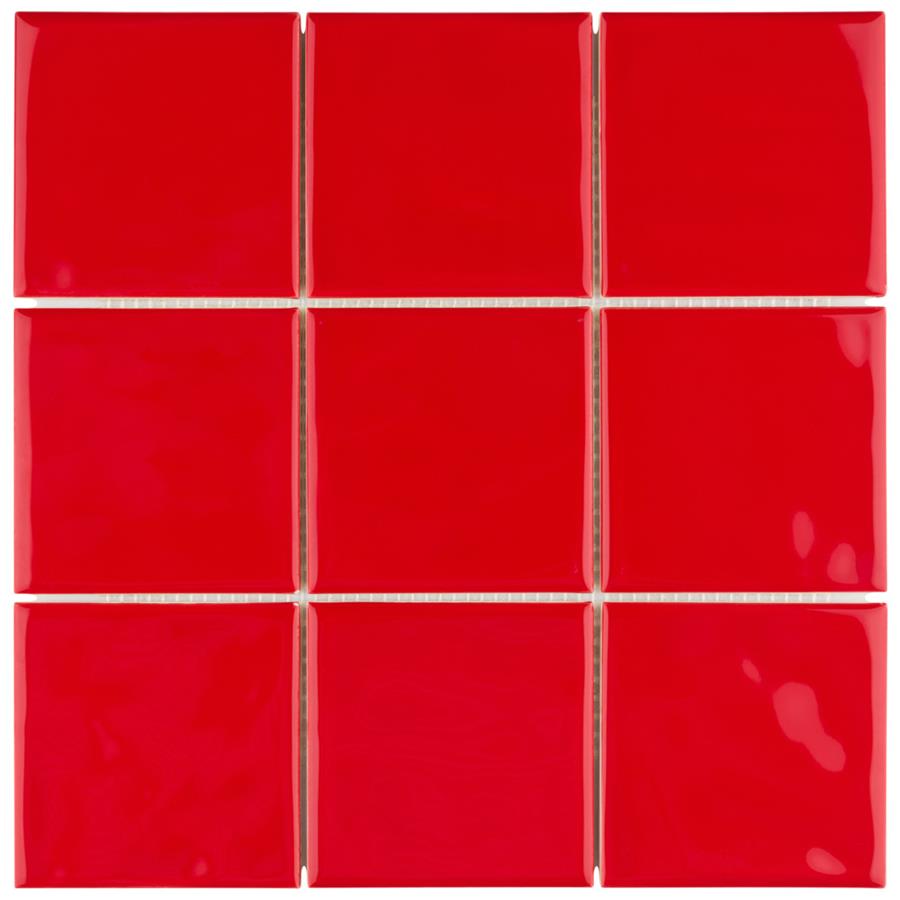 Twist Square Red Cherry 11-3/4" x 11-3/4" Ceramic Mosaic