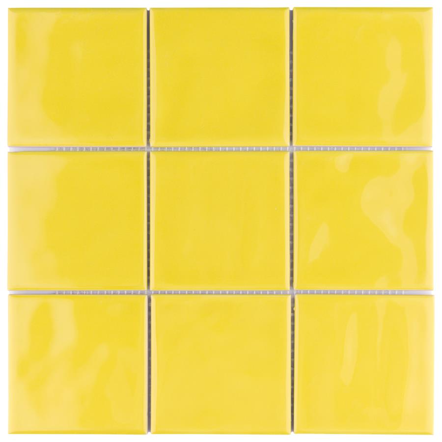 Twist Square Yellow Lemon 11-3/4" x 11-3/4" Ceramic Mosaic