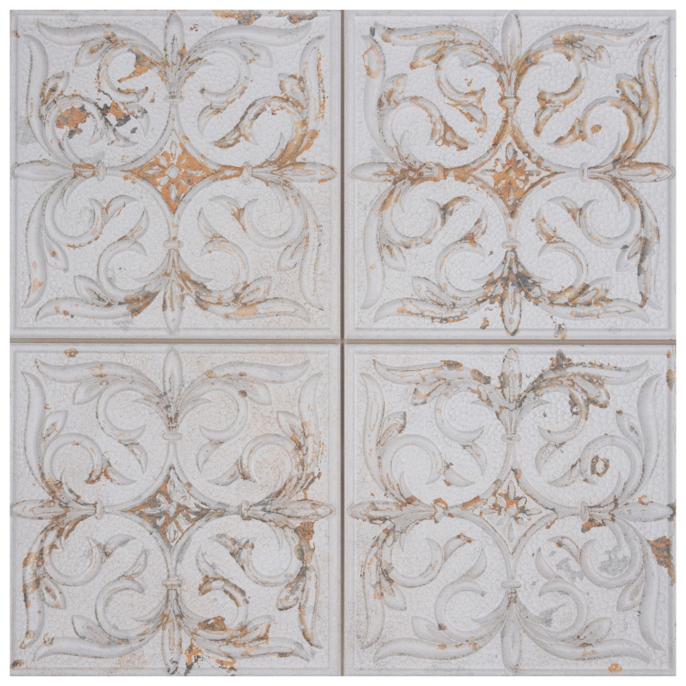 Antigua Lis White 12-7/8 in. x 12-7/8 in. Porcelain Wall Tile