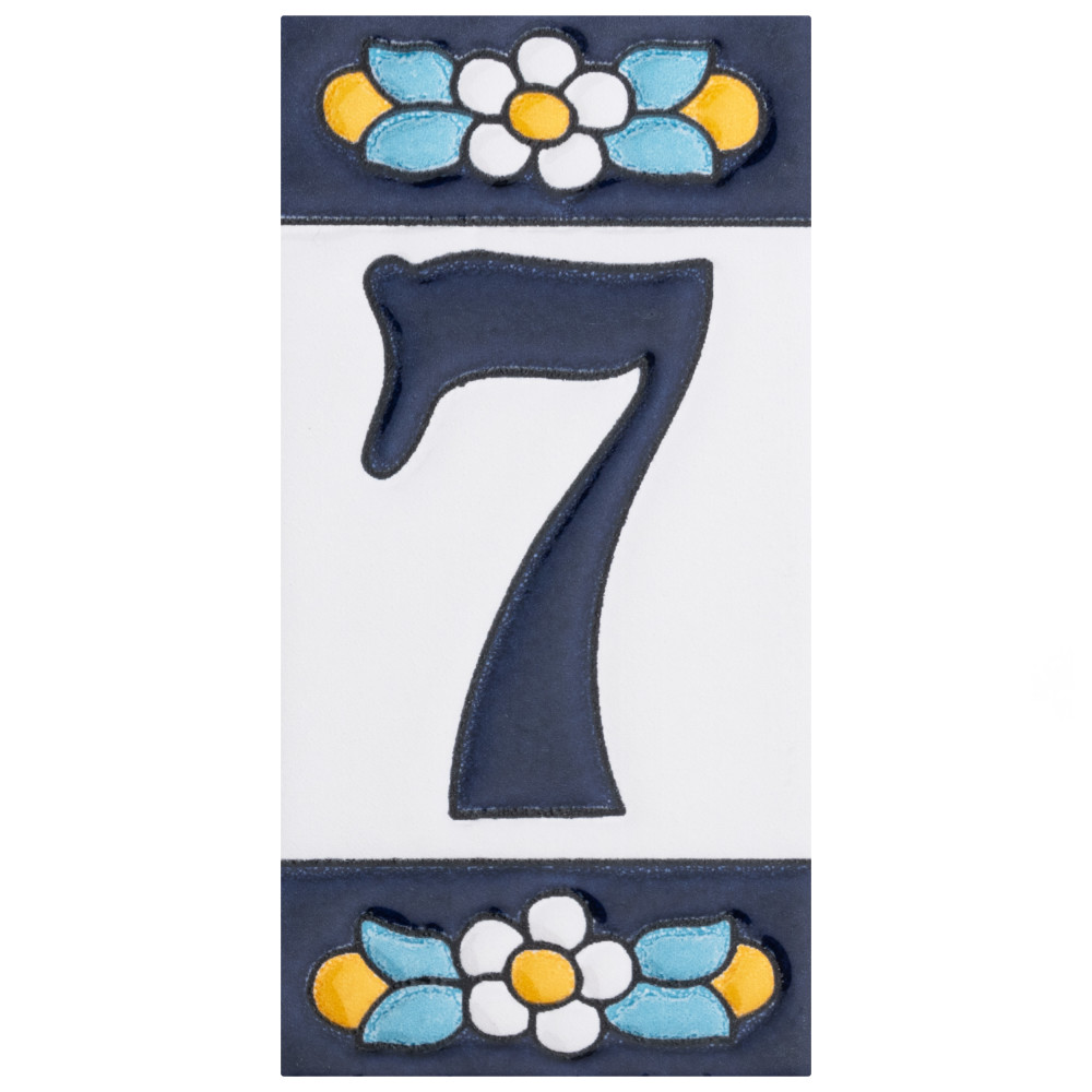 Sevillano Flora Address Numbers 7 2-1/8 in. x 4-3/8 in. Ceramic Wall Tile