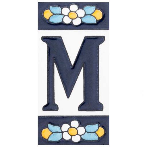 Sevillano Flora Address Letters M 2-1/8 in. x 4-3/8 in. Ceramic Wall Tile