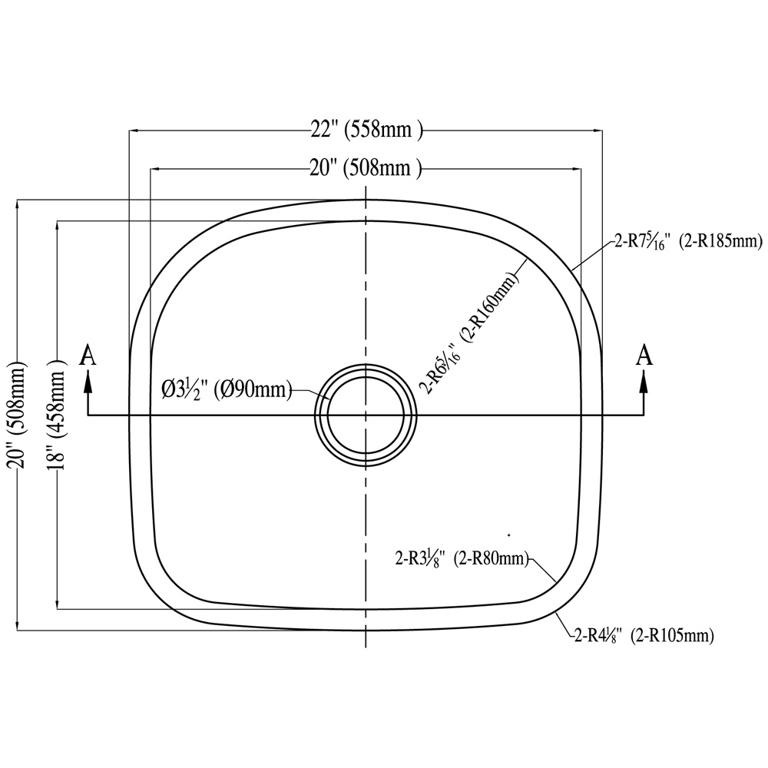 Dawn® Undermount Cresent Single Bowl Sink