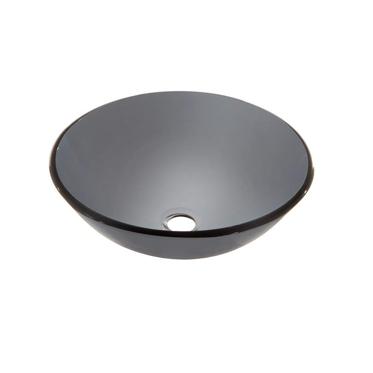 Dawn® Tempered glass vessel sink-square shape, gray glass