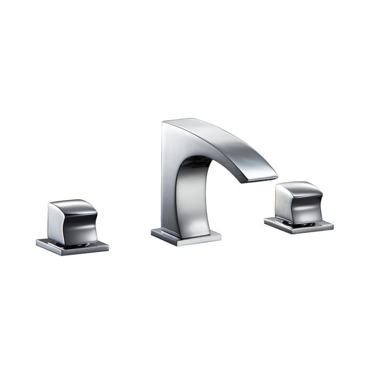 Dawn® 3-hole, 2-square handle widespread lavatory faucet, Chrome (Standard pop up drain D90 0056C included)