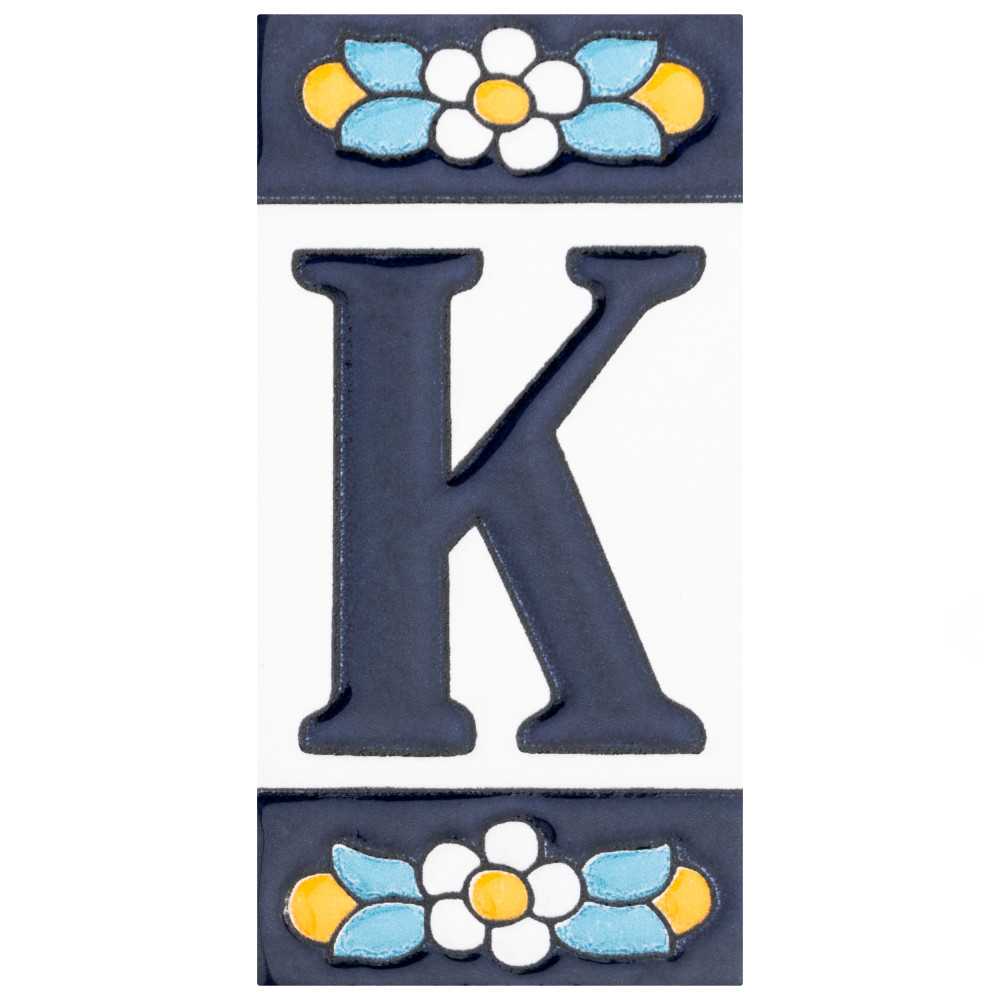 Sevillano Flora Address Letters K 2-1/8 in. x 4-3/8 in. Ceramic Wall Tile