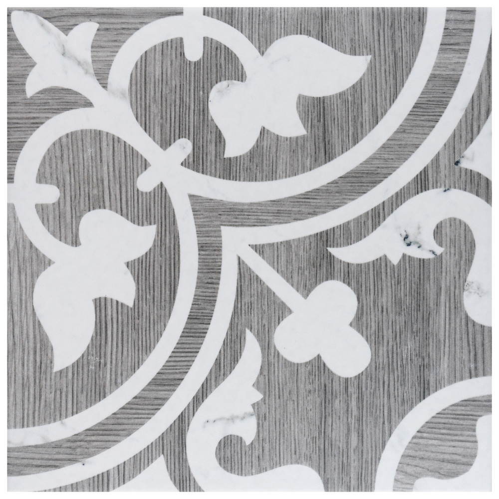 Llama Arte Loire Verso Silver Smoke 9-3/4 in. x 9-3/4 in. Porcelain Floor and Wall Tile