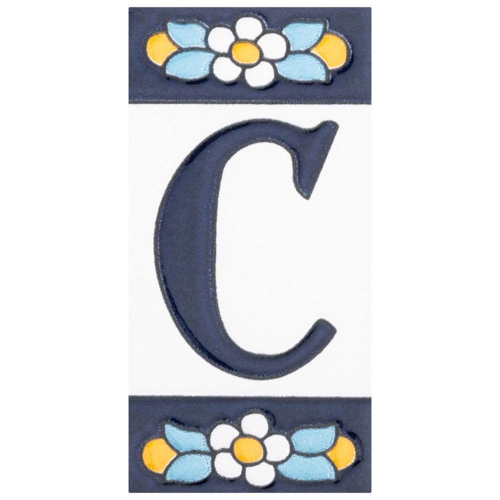 Sevillano Flora Address Letters C 2-1/8 in. x 4-3/8 in. Ceramic Wall Tile