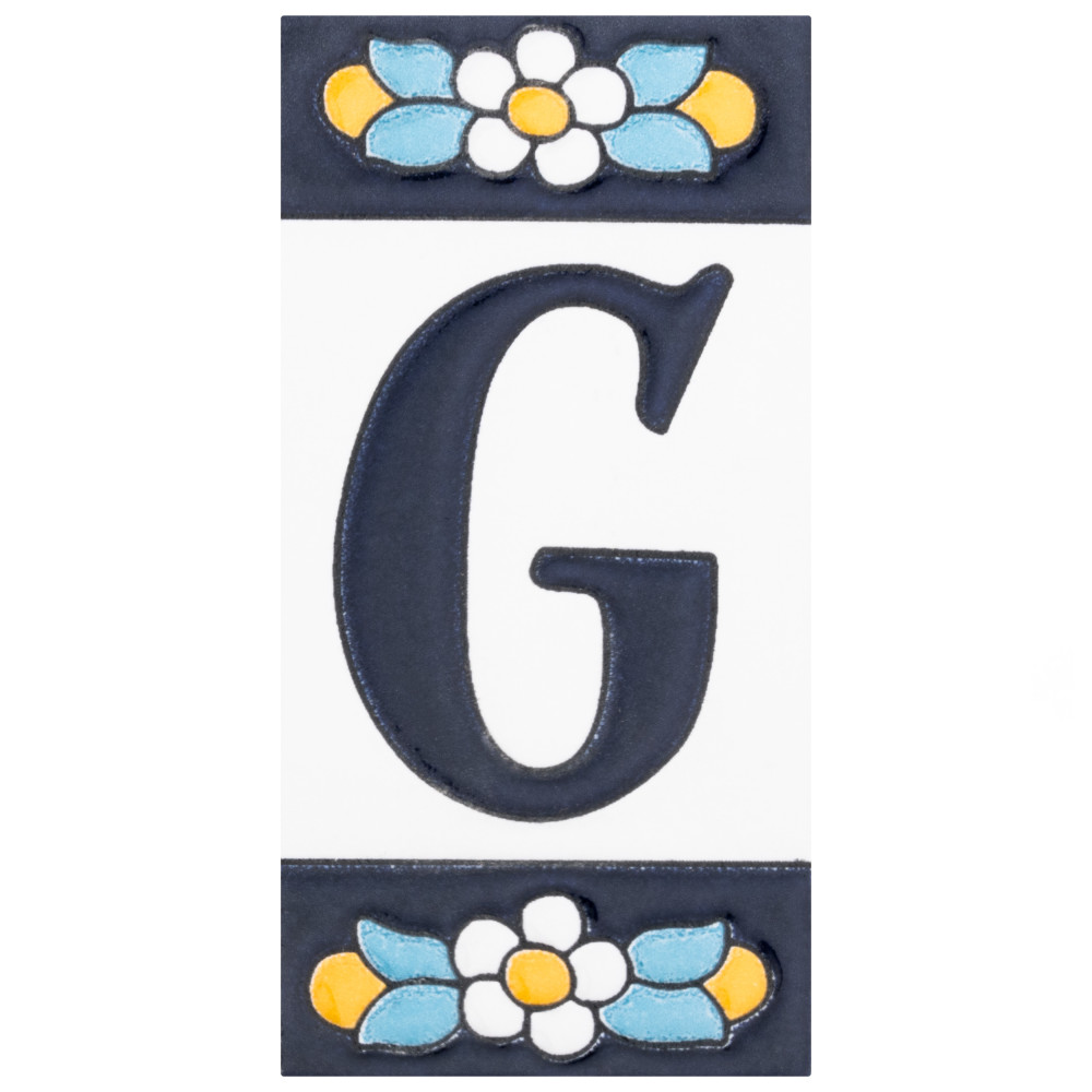 Sevillano Flora Address Letters G 2-1/8 in. x 4-3/8 in. Ceramic Wall Tile