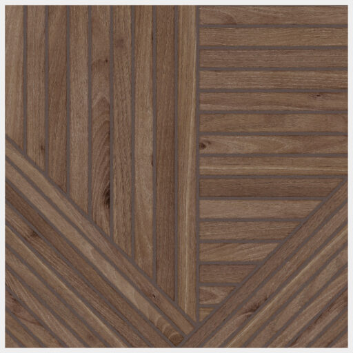 Tangram Wood Walnut 17-3/8 in. x 17-3/8 in. Porcelain Floor and Wall Tile