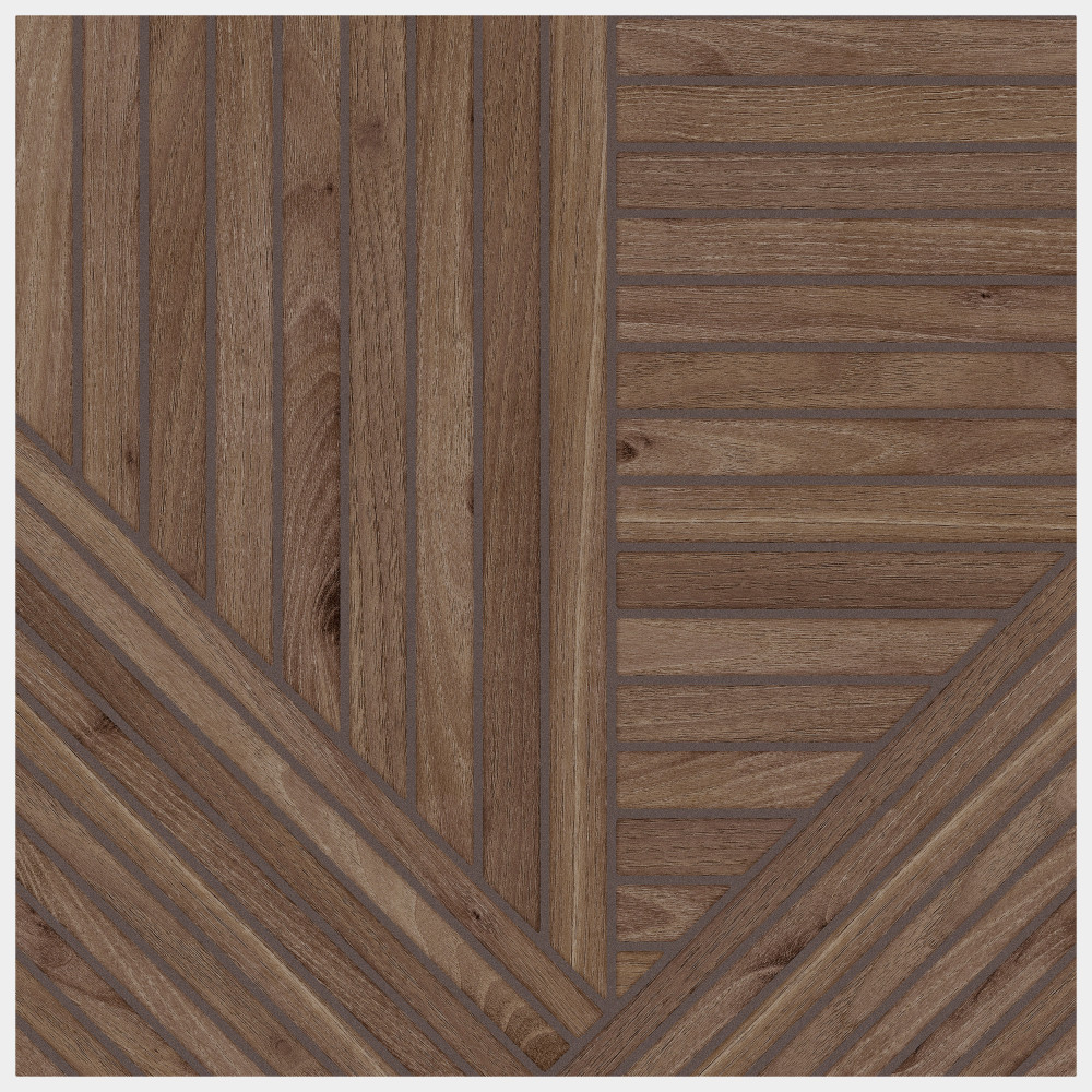Tangram Wood Walnut 17-3/8 in. x 17-3/8 in. Porcelain Floor and Wall Tile