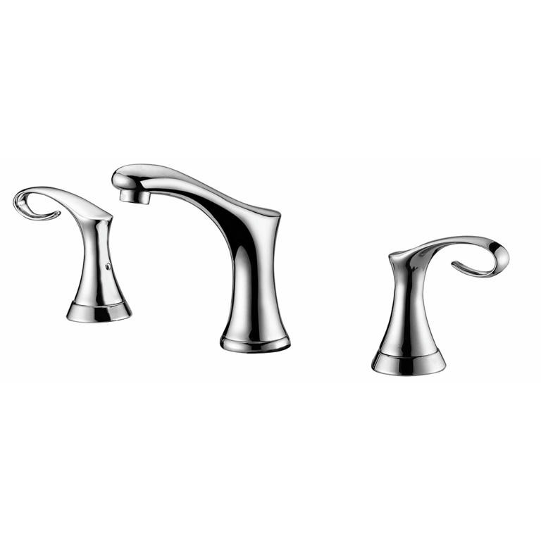 Dawn® 3-hole, 2-handle widespread lavatory faucet for 8" centers, Chrome (Standard pull-up drain with lift rod D90 0010C included)