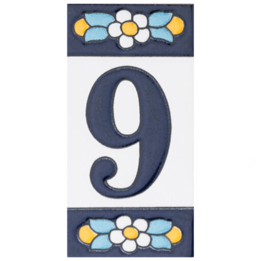 Sevillano Flora Address Numbers 9 2-1/8 in. x 4-3/8 in. Ceramic Wall Tile