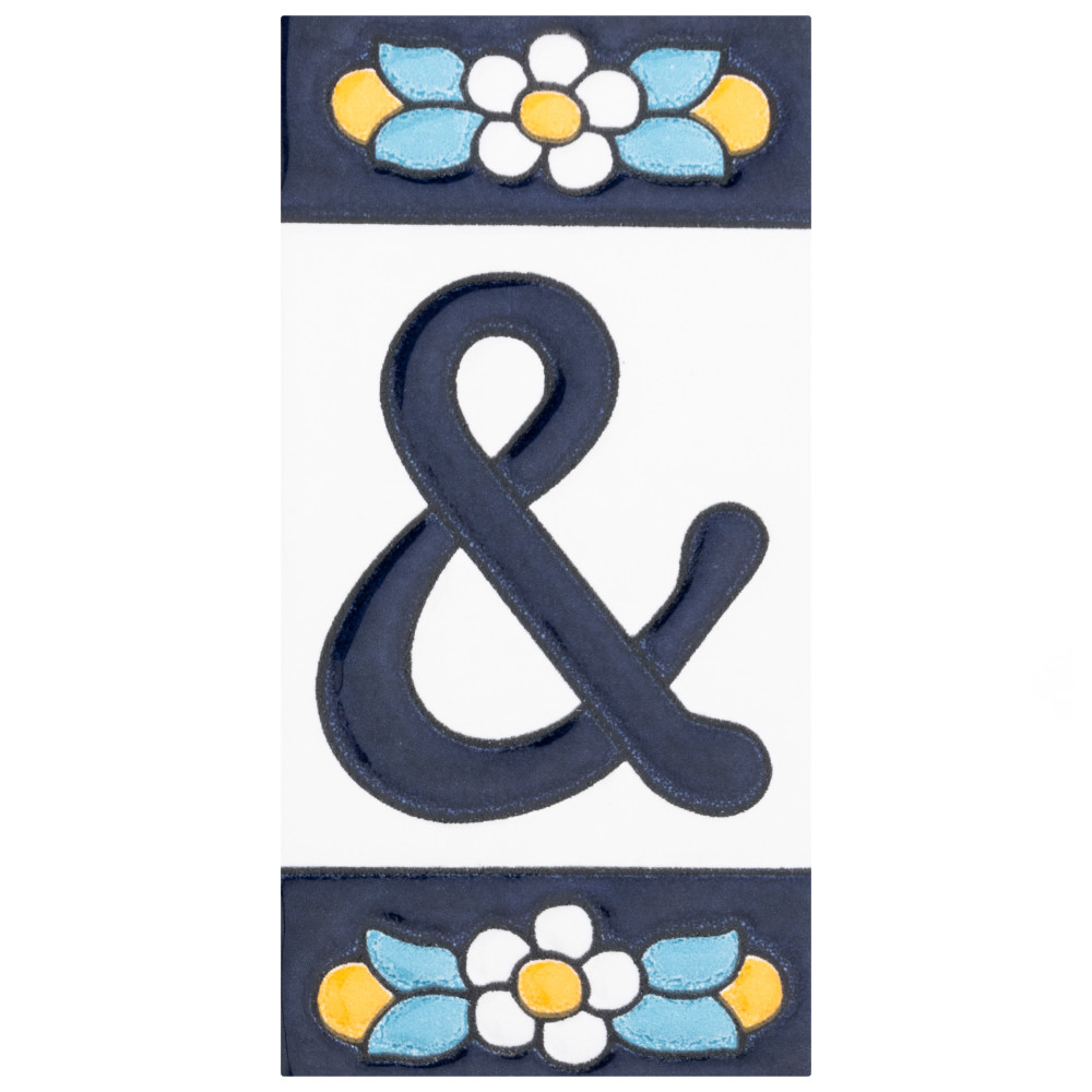 Sevillano Flora Address Accents Ampersand 2-1/8 in. x 4-3/8 in. Ceramic Wall Tile