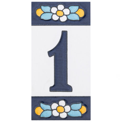 Sevillano Flora Address Numbers 1 2-1/8 in. x 4-3/8 in. Ceramic Wall Tile