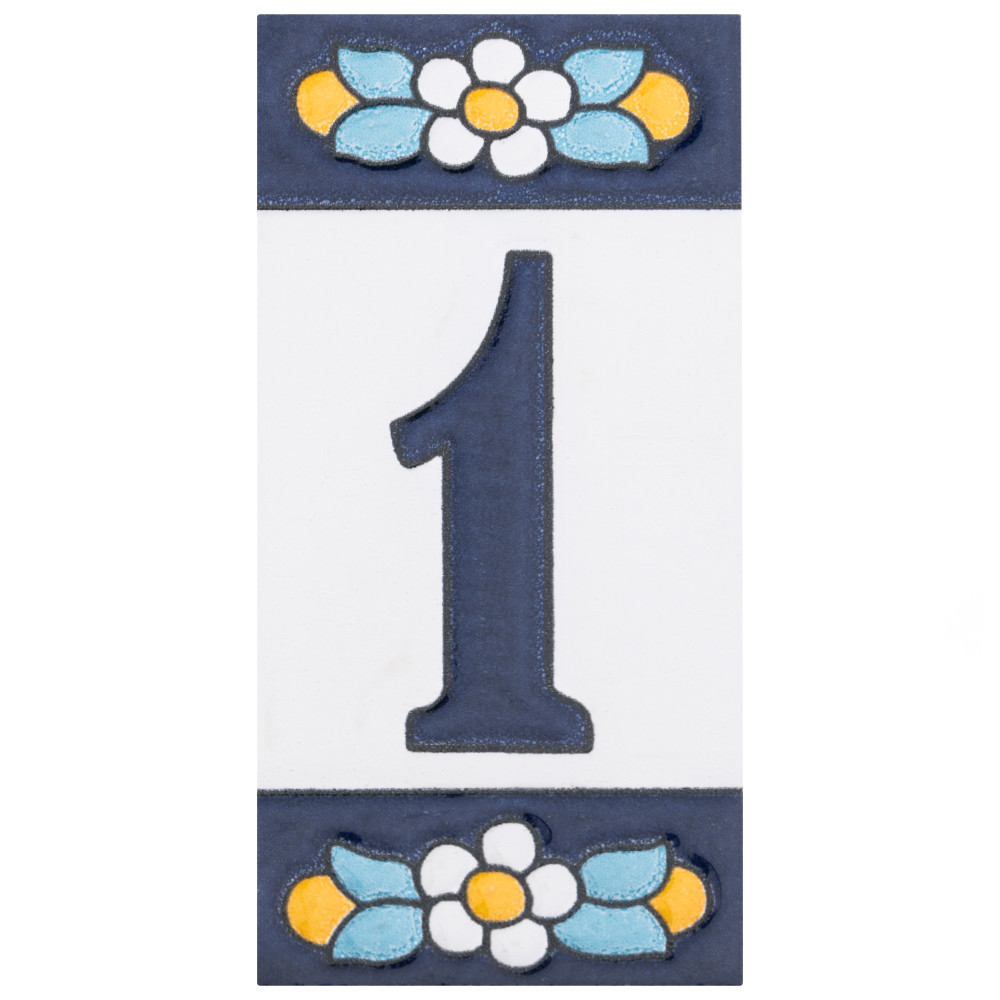 Sevillano Flora Address Numbers 1 2-1/8 in. x 4-3/8 in. Ceramic Wall Tile