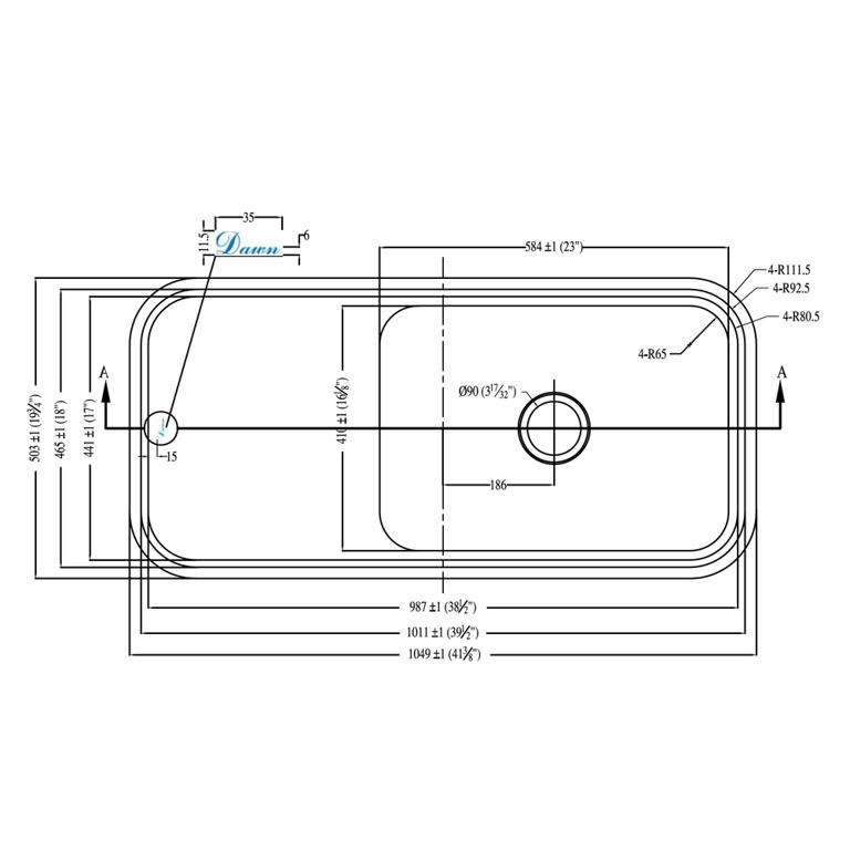 Dawn® Undermount Single Bowl with Work Surface