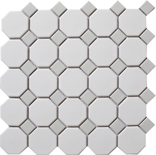 Mg White 12X12 Oct Mos Gray Dot
