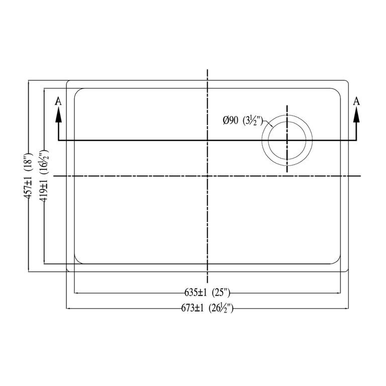 Dawn® Undermount Single Bowl Sink with Rear Corner Drain