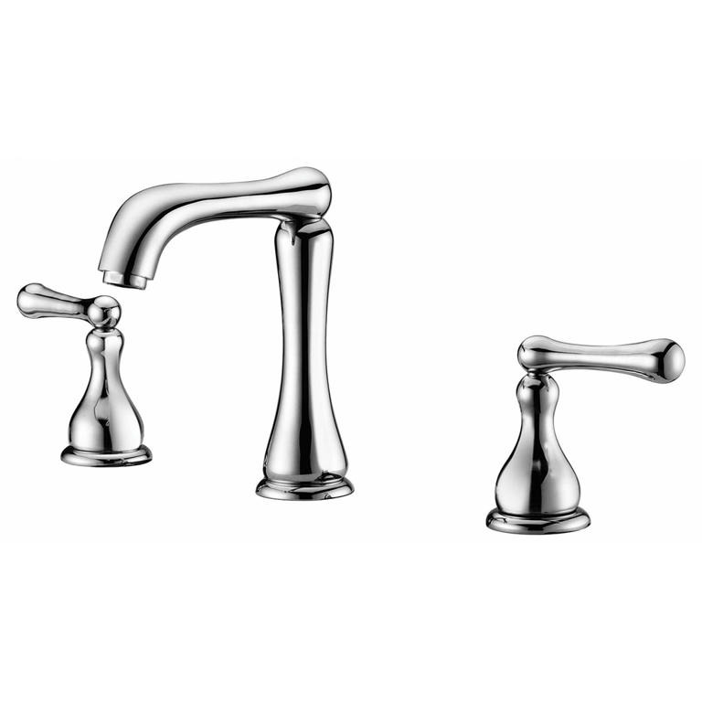 Dawn® 3-hole, 2-handle widespread lavatory faucet for 8" centers, Chrome (Standard pull-up drain with lift rod D90 0010C included)