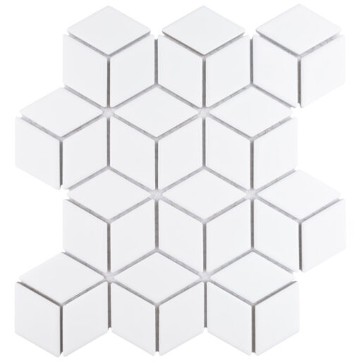 Hudson Rhombus Matte White 10-1/4 in. x 11-3/4 in. Porcelain Mosaic Tile