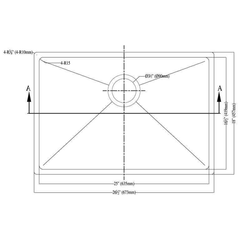 Dawn® Undermount Small Corner Radius Single Bowl Sink