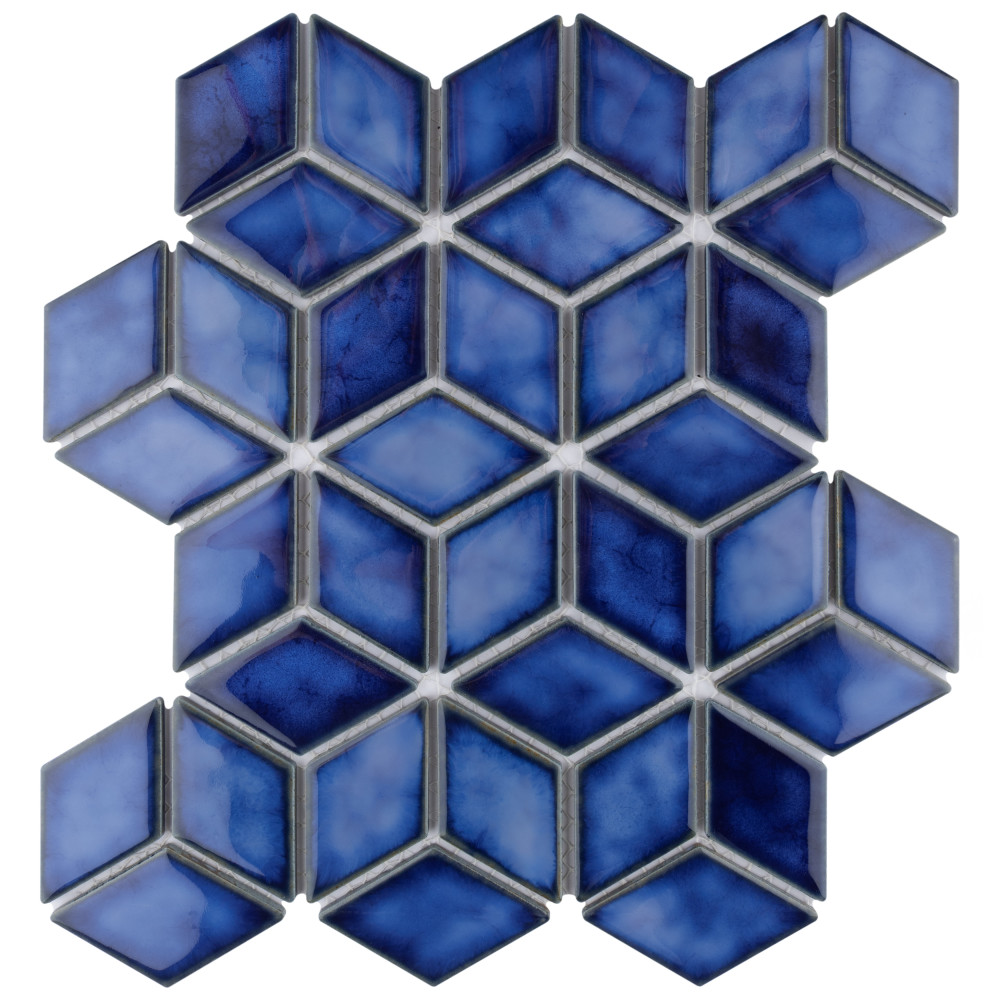 Hudson Rhombus Sapphire 10-1/4 in. x 11-3/4 in. Porcelain Mosaic Tile